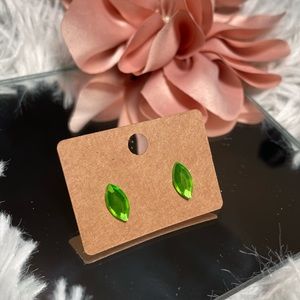 Leaf Green y2k Rhinestone Earrings